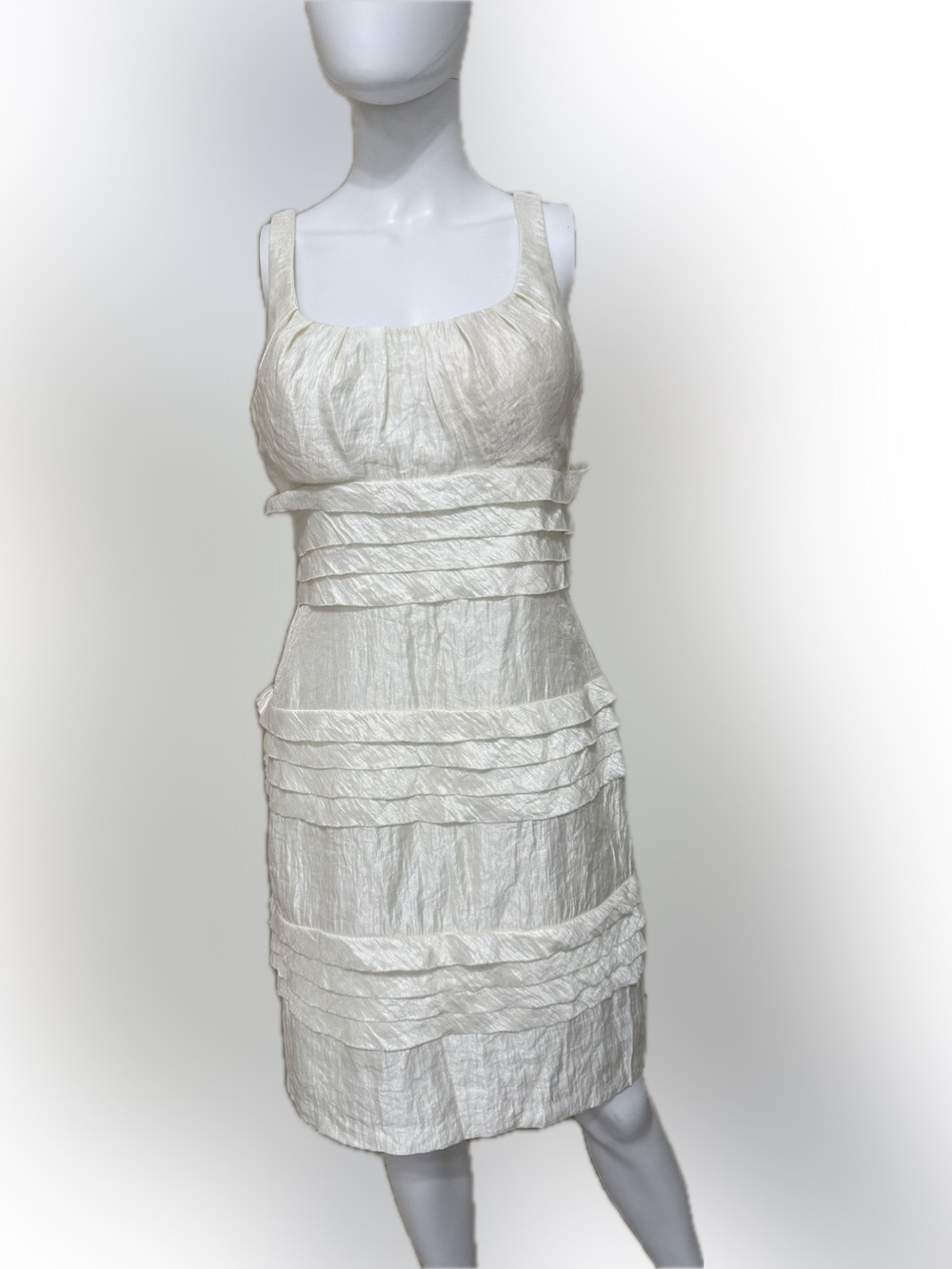 NWT SL Fashions Ivory Strapless Tiered Coctail Dress Size 8
